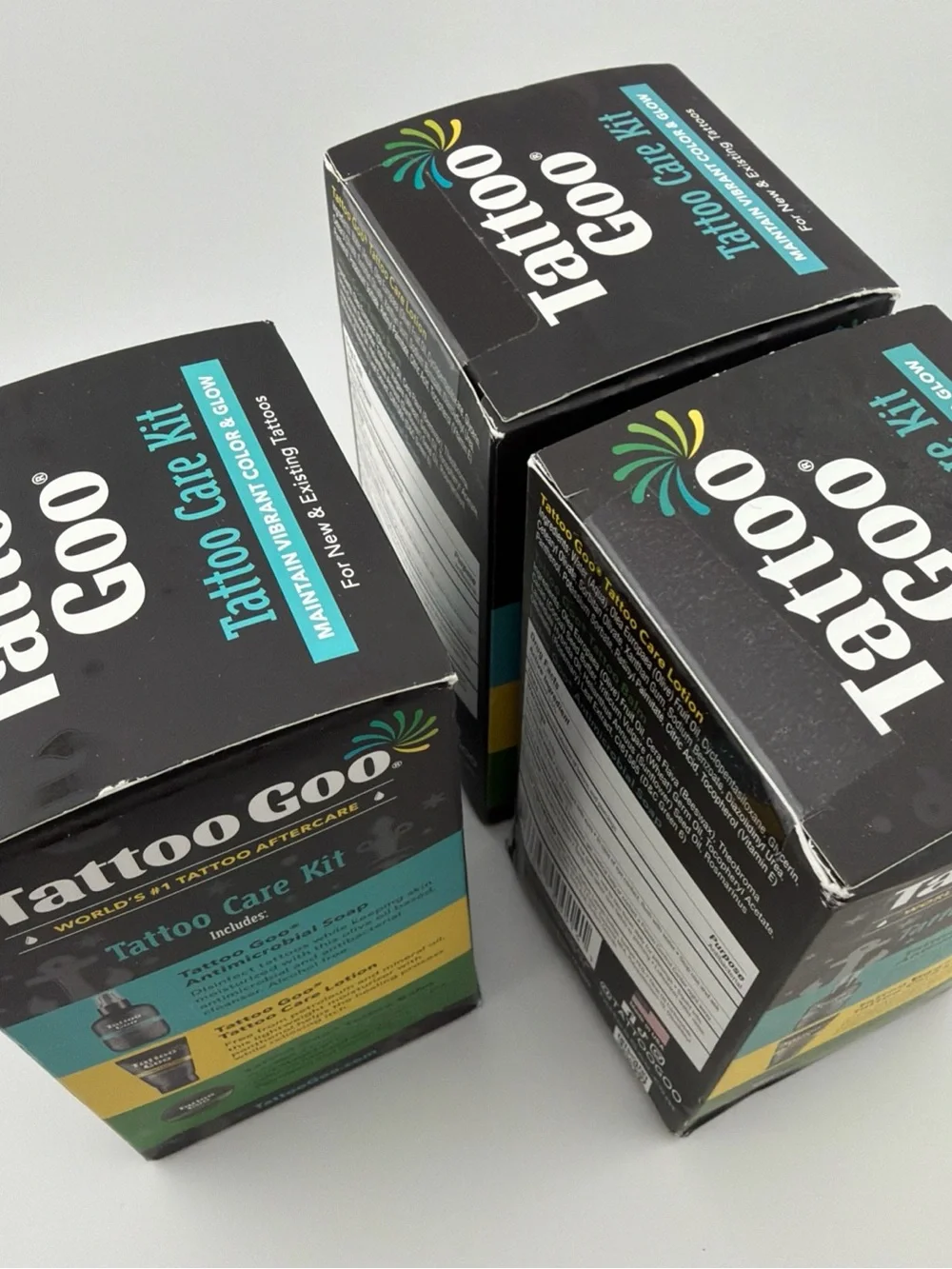 3 Tattoo Goo Care Kits Antimicrobial Cleansing Soap Lotion Salve In Each Box